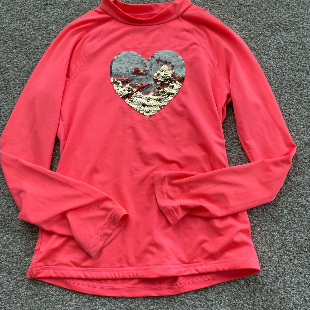 Cat & jack long sleeve sequins rash guard size 10/12
